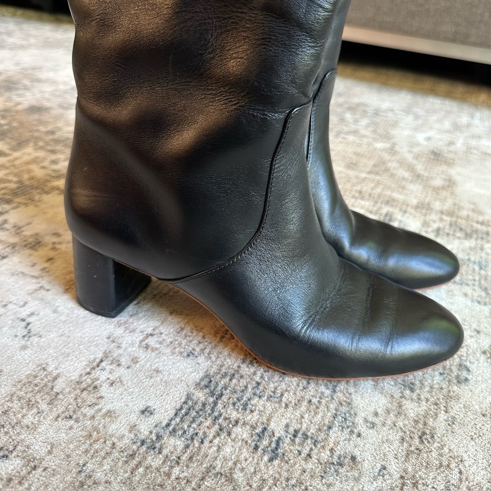 Loeffler Randall Gia Black Leather Tall Boots Sz 6B Almond Toe Mid Heel RT$695 - Picture 4 of 9